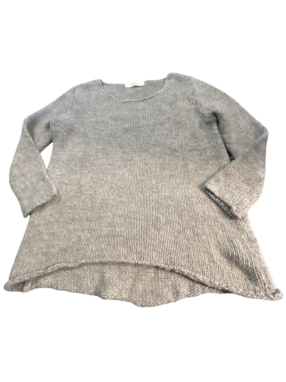Zara Knit Alpaca Wool Blend Chunky Knit Sweater Grey Scoop Neck Medium Cozycore